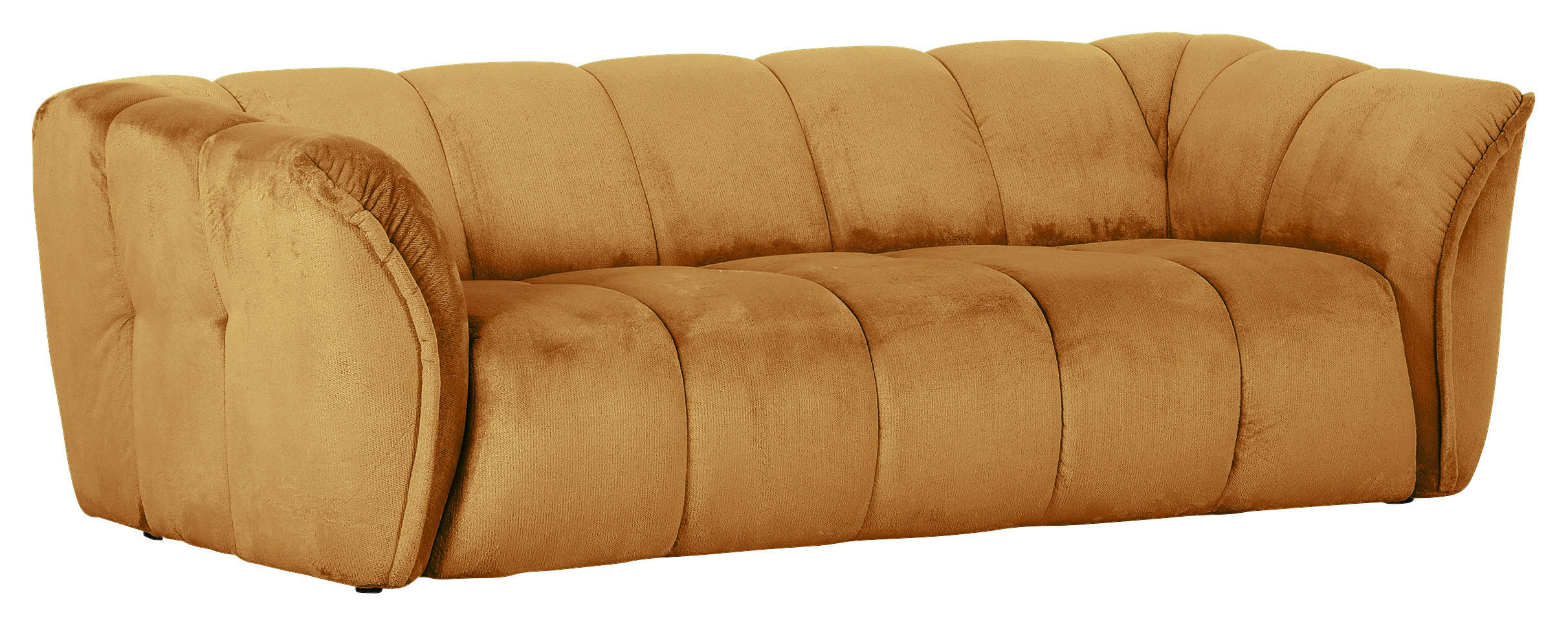 BIGSOFA in Plüsch Orange  - Schwarz/Orange, Konventionell, Kunststoff/Textil (220/67/106cm) - MID.YOU