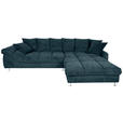 ECKSOFA in Webstoff Petrol  - Petrol, Design, Textil/Metall (337/228cm) - Carryhome