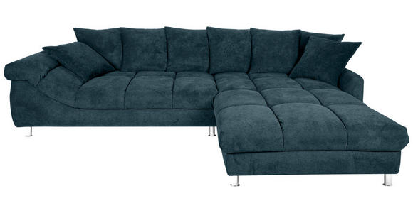 ECKSOFA in Webstoff Petrol  - Petrol, Design, Textil/Metall (337/228cm) - Carryhome