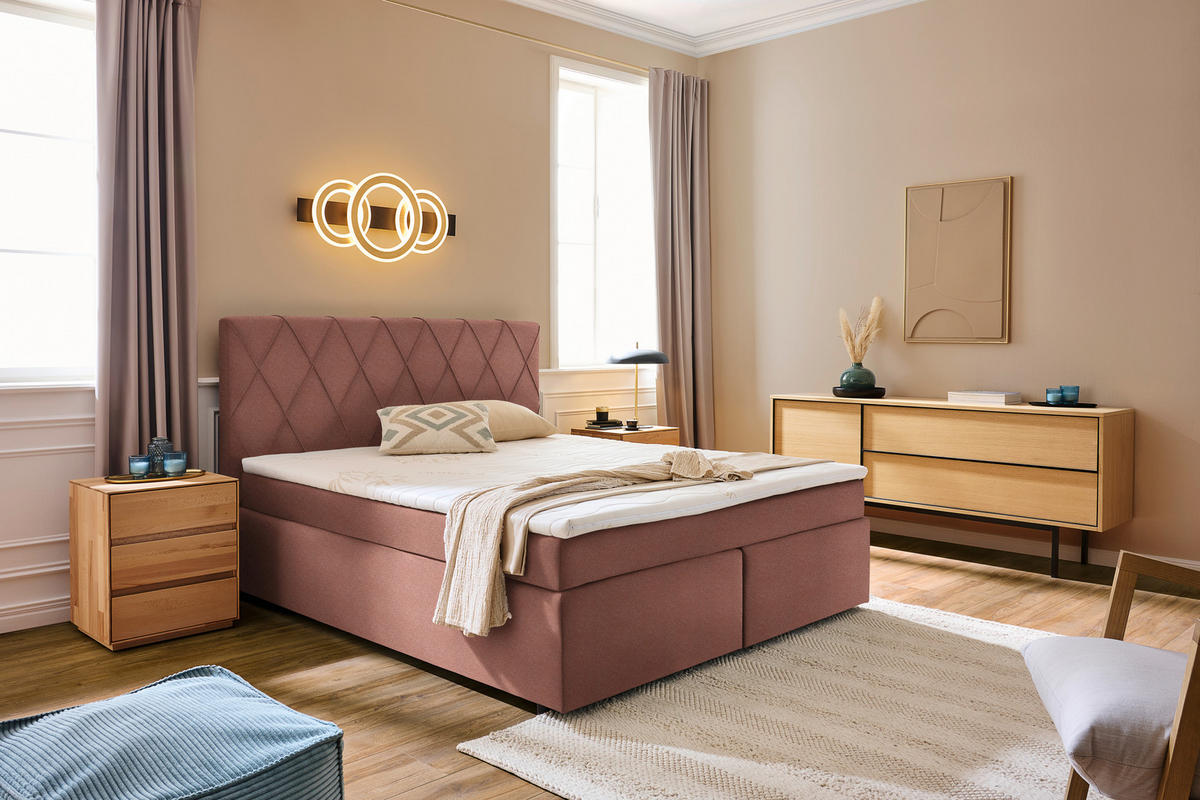 BOXSPRINGBETT 160/200 cm  in Rosa  - Schwarz/Rosa, Design, Holzwerkstoff/Kunststoff (160/200cm) - Xora