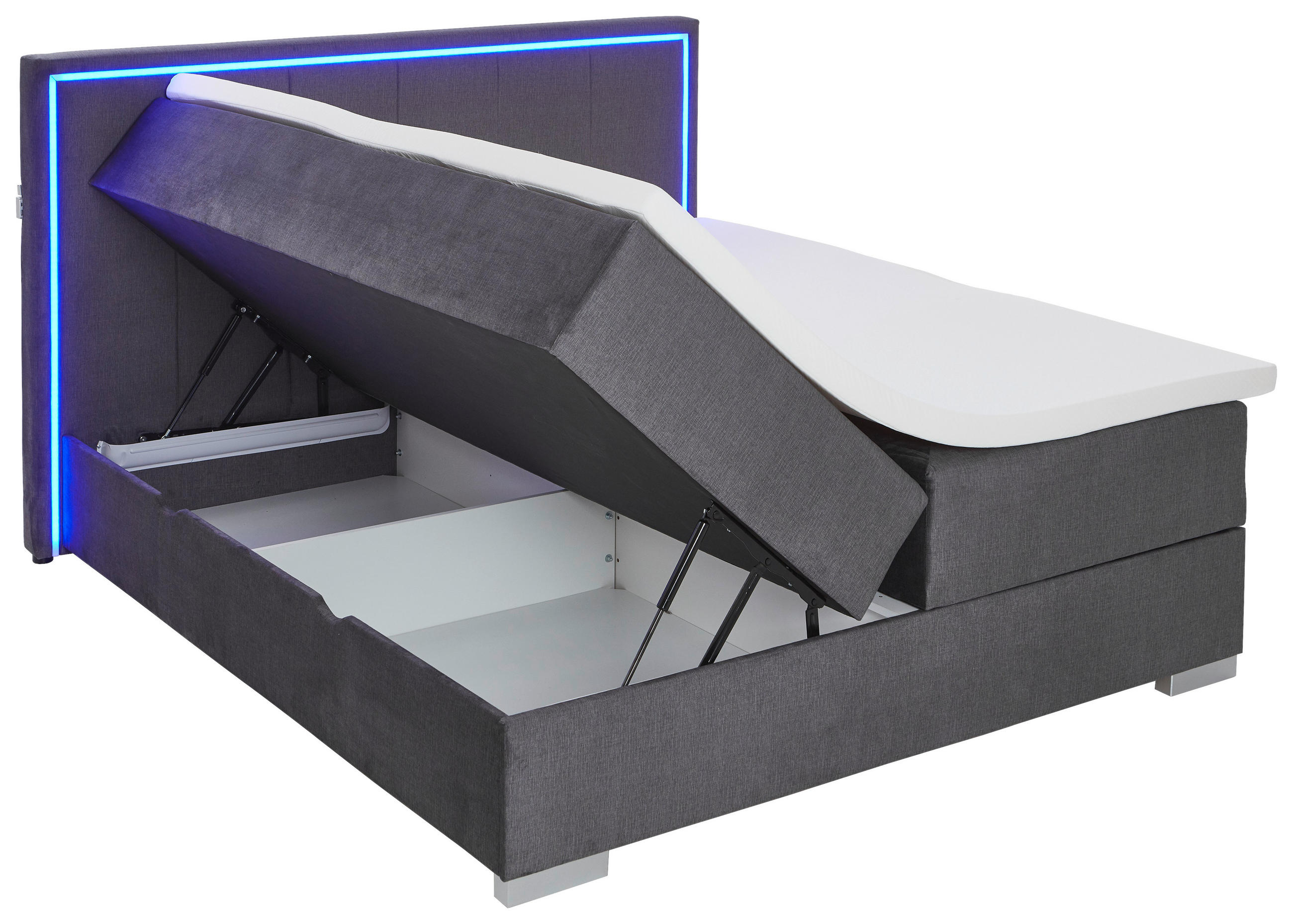 BOXSPRINGBETT 180/200 cm  in Anthrazit  - Anthrazit/Silberfarben, Design, Holz/Textil (180/200cm) - Boxxx