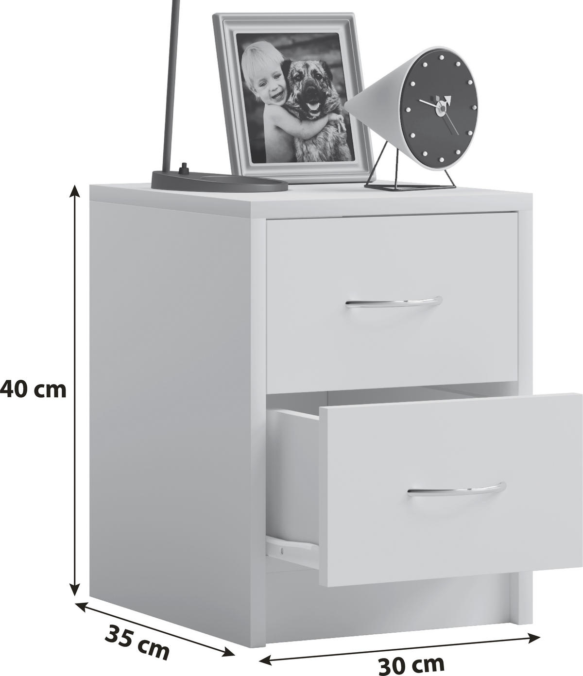 NACHTSCHRANK 35/40/35 cm  - Alufarben/Weiß, Basics, Holzwerkstoff (35/40/35cm) - MID.YOU