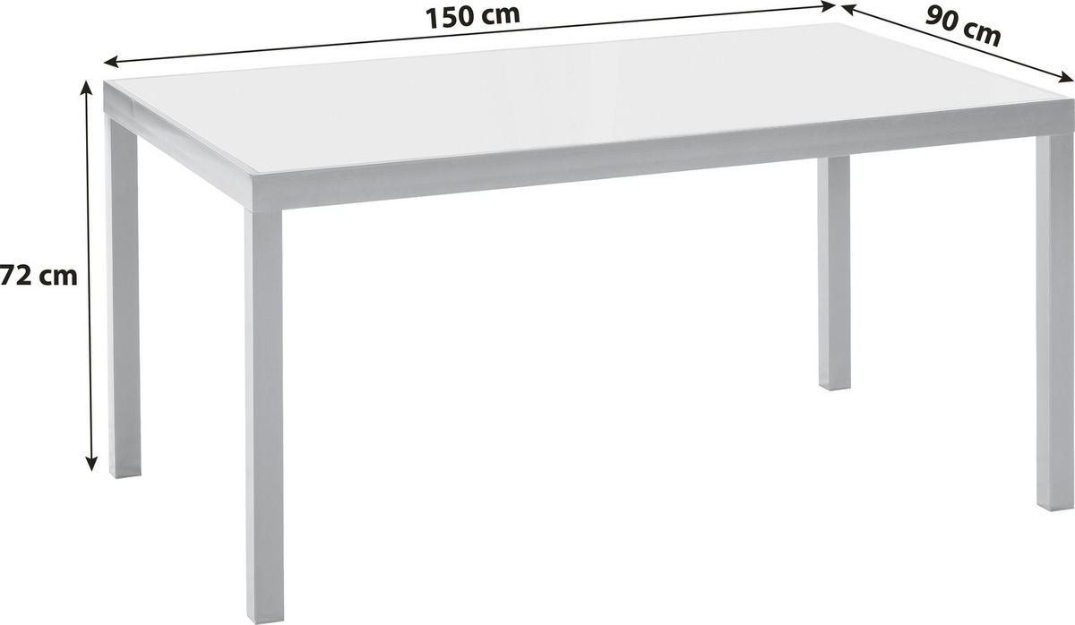 GARTENTISCH Metall, Glas Graphitfarben rechteckig  - Graphitfarben, KONVENTIONELL, Glas/Metall (150/90/72cm) - Gardenson