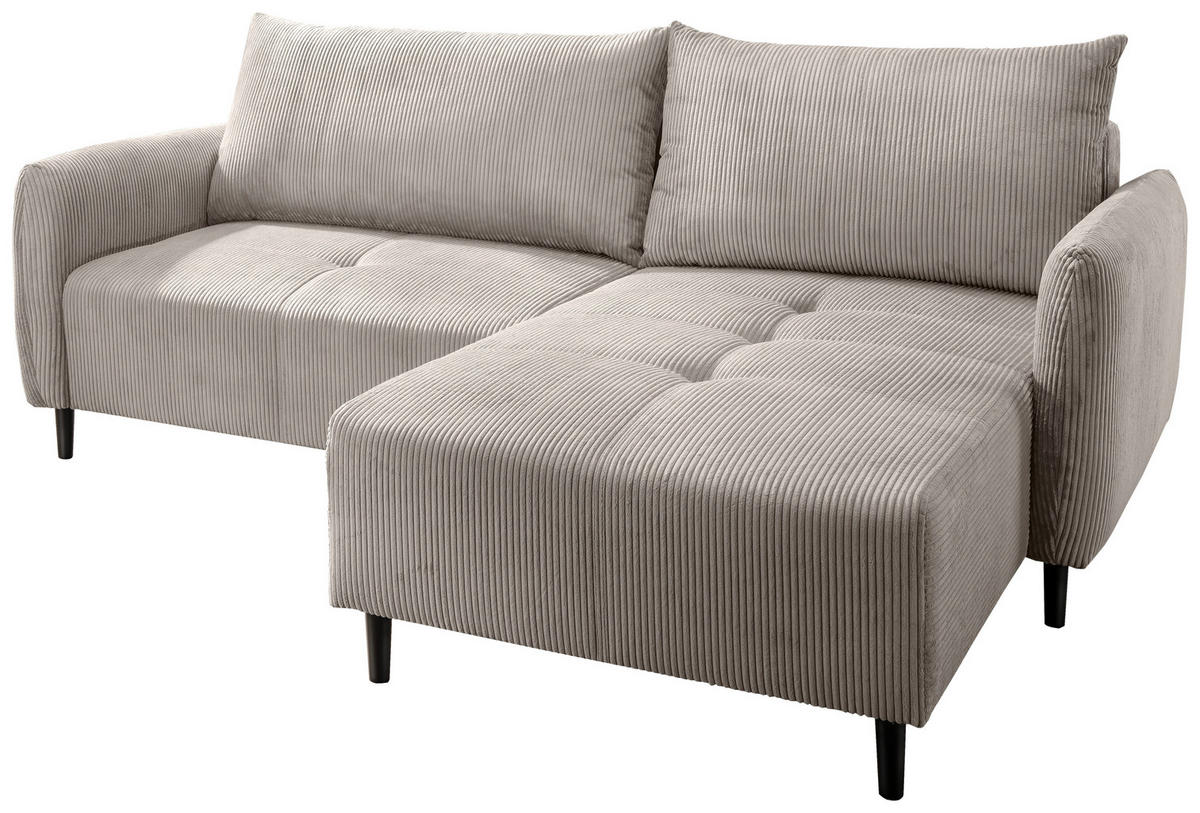 ECKSOFA in Cord Beige  - Beige/Schwarz, Basics, Holz/Textil (238/174cm) - Livetastic