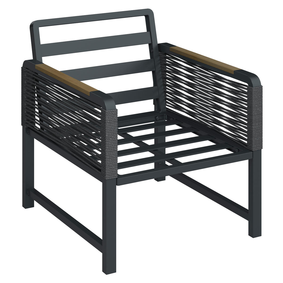 LOUNGE FOTELJA  tamno siva   - tamno siva/smeđa, Moderno, metal/tekstil (64/72/73cm) - Ambia Garden