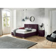 BOXSPRINGBETT 180/200 cm,  in Brombeere, Matratze, H2 + H3 = mittel + fest  - Chromfarben/Brombeere, KONVENTIONELL, Textil (180/200cm) - Dieter Knoll