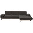 ECKSOFA in Mikrofaser Graphitfarben  - Beige/Schwarz, Natur, Holz/Textil (322/201cm) - Voleo