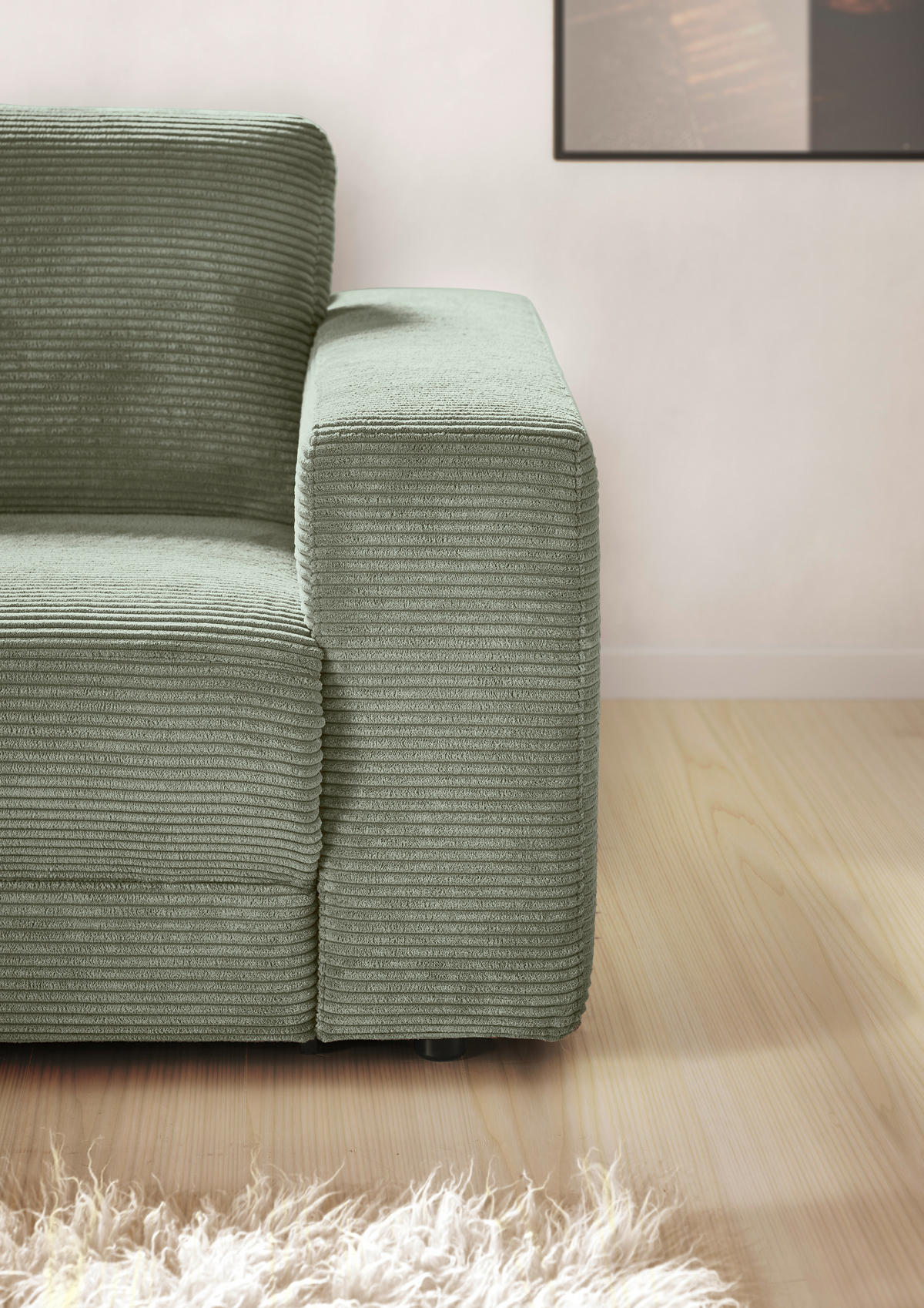 ECKSOFA in Cord Grün  - Schwarz/Grün, Design, Kunststoff/Textil (168/296cm) - Pure Home Lifestyle