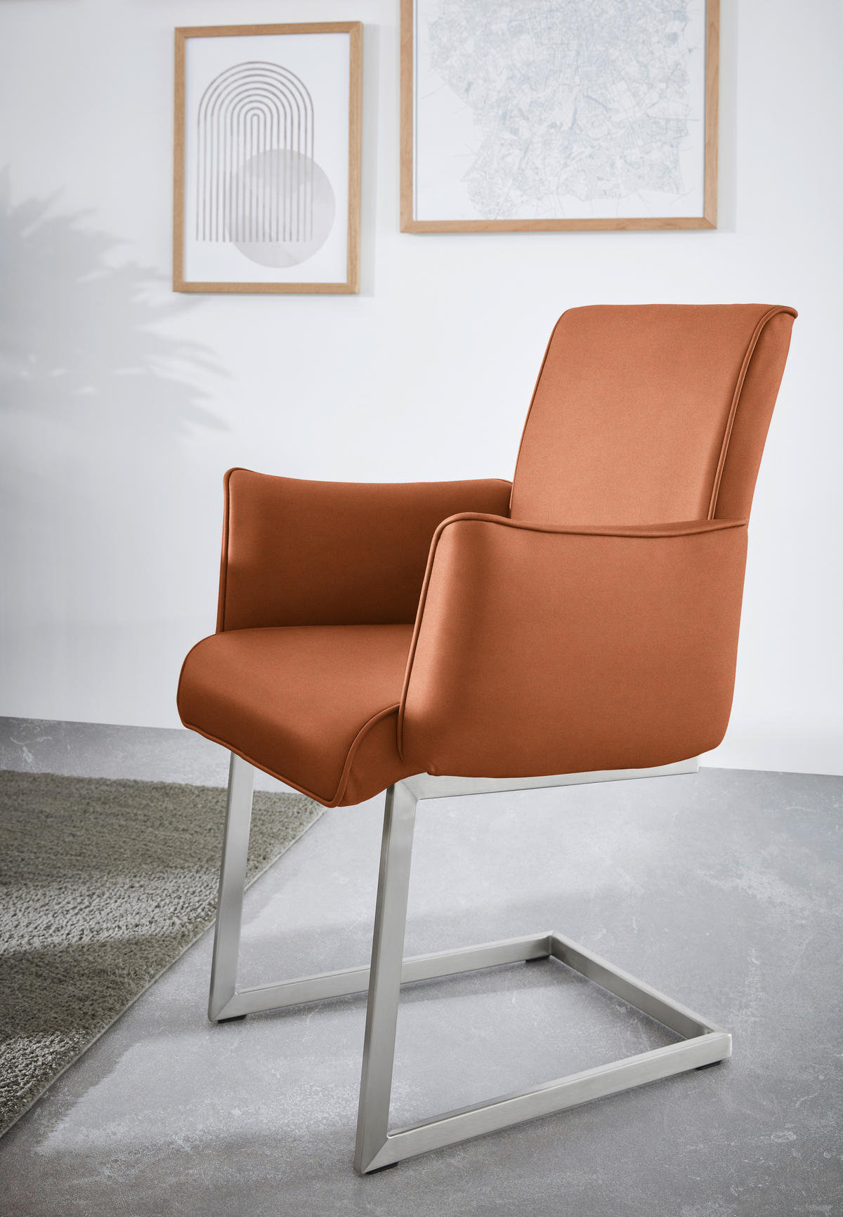 ARMLEHNSTUHL  in Stahl Mikrofaser  - Edelstahlfarben/Karamell, Design, Holzwerkstoff/Textil (63/91/60cm) - Dieter Knoll