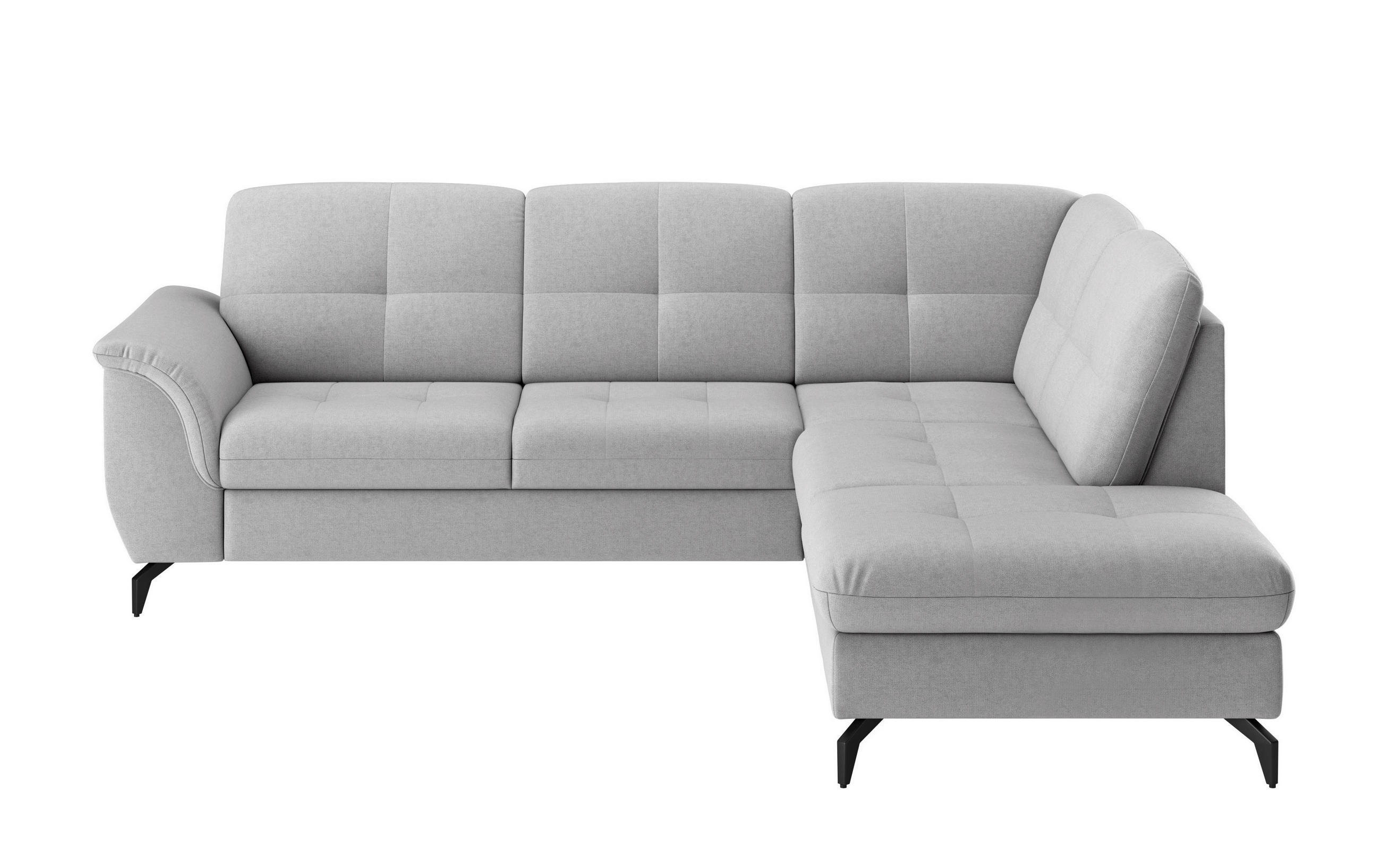 ECKSOFA in Flachgewebe Hellgrau  - Hellgrau/Schwarz, Modern, Textil/Metall (244/212cm) - Sit & More