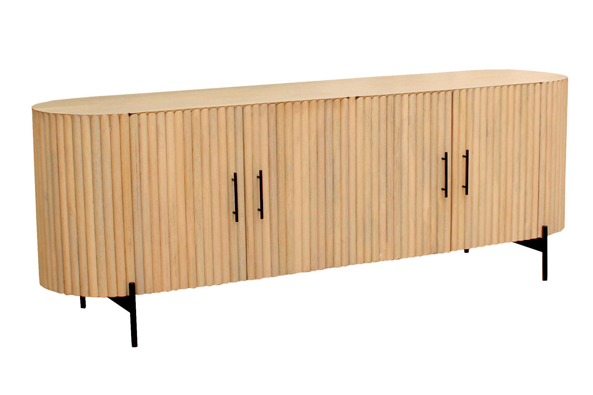 SIDEBOARD  190/76/45 cm  - Schwarz/Naturfarben, Design, Holz/Metall (190/76/45cm) - MID.YOU
