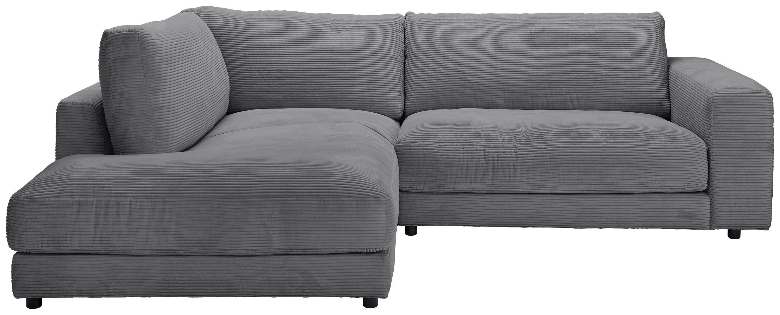 ECKSOFA in Cord Dunkelgrau  224/265 cm  - Dunkelgrau/Schwarz, Design, Kunststoff/Textil (224/265cm) - Hom`in