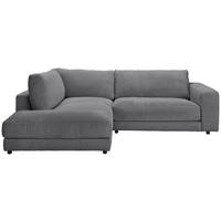 ECKSOFA in Cord Dunkelgrau  224/265 cm  - Dunkelgrau/Schwarz, Design, Kunststoff/Textil (224/265cm) - Hom`in