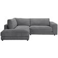 ECKSOFA in Cord Dunkelgrau 224/265 cm - Dunkelgrau/Schwarz, Design, Kunststoff/Textil (224/265cm) - Hom`in