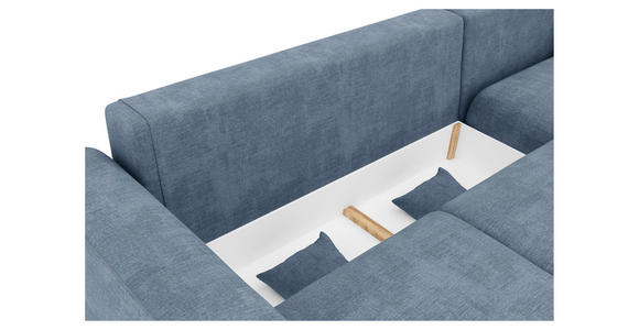 ECKSOFA  in Samt Blau  293/195 cm  - Chromfarben/Blau, KONVENTIONELL, Kunststoff/Textil (293/195cm) - Carryhome