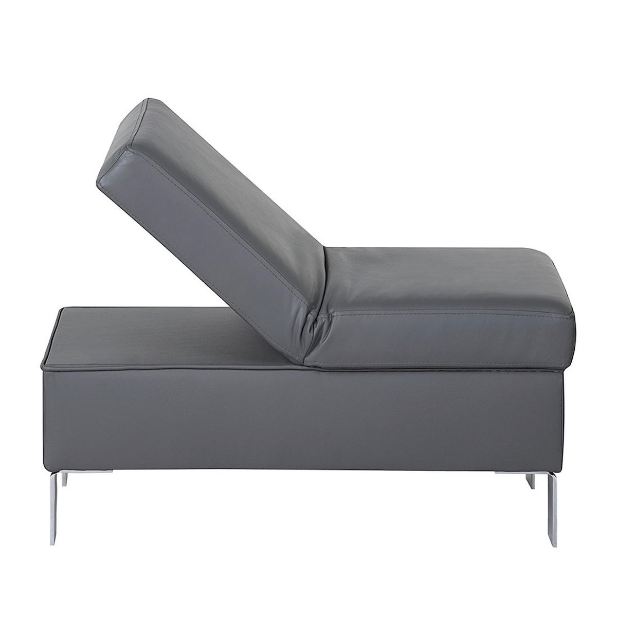 HOCKER Leder Anthrazit  - Chromfarben/Anthrazit, Design, Leder/Metall (91/44/57cm) - Livetastic