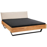 BALKENBETT 160/220 cm,  in Beige, Wildeiche, gepolstertes Kopfteil,  - Wildeiche/Beige, Natur, Holz/Textil (160/220cm) - Linea Natura