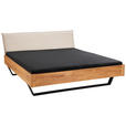 BALKENBETT 160/200 cm,  in Beige, Wildeiche, gepolstertes Kopfteil,  - Wildeiche/Beige, Natur, Holz/Textil (160/200cm) - Linea Natura