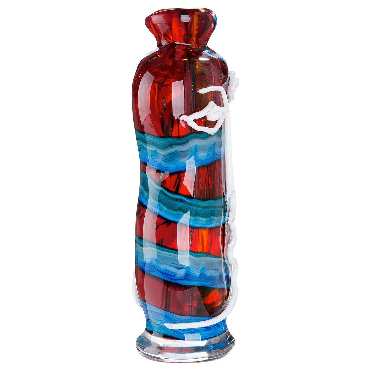 DEKOVASE  - Blau/Rot, Basics, Glas (17/34/11cm)