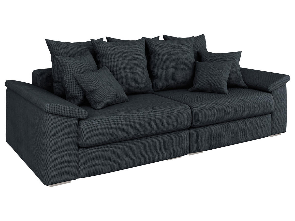 BIGSOFA TERMINI Velours, Webstoff Schwarz  - Beige/Schwarz, Design, Holz/Textil (260/98/123cm) - MID.YOU