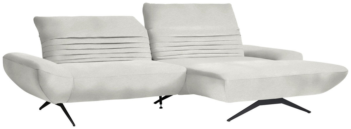 ECKSOFA  in Teddystoff Weiß  280/170-195 cm  - Schwarz/Weiß, Design, Textil/Metall (280/170-195cm) - Dieter Knoll