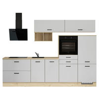 KÜCHENLEERBLOCK 300 cm   in Weiß  - Eichefarben/Schwarz, Design, Holzwerkstoff/Metall (300cm) - Impuls