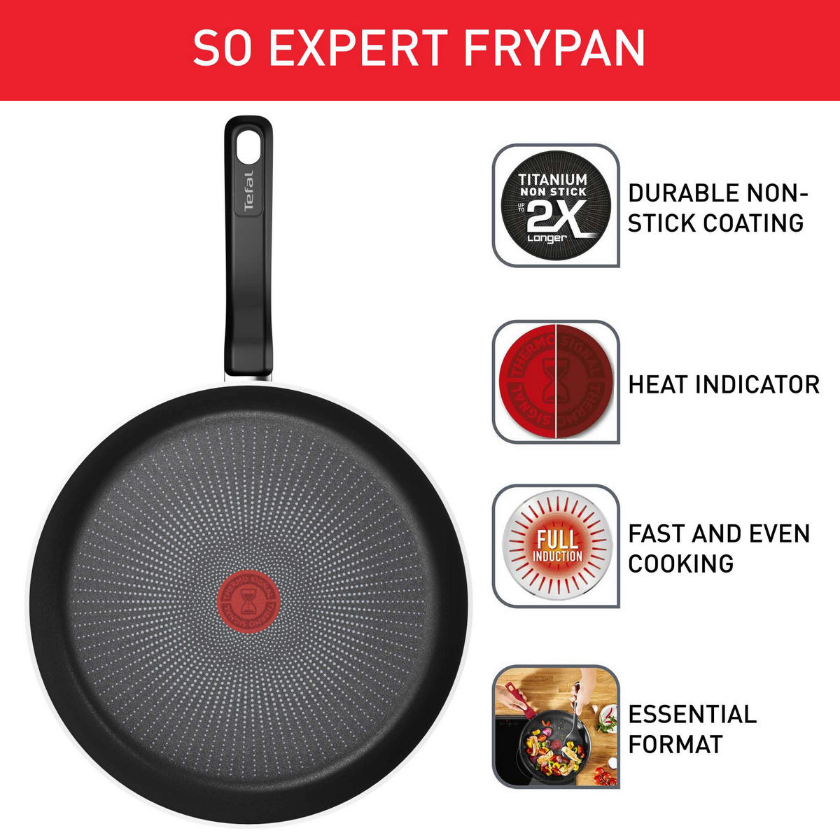 STEKPANNA   24 cm  - stålfärgad/svart, Design, metall (24cm) - Tefal