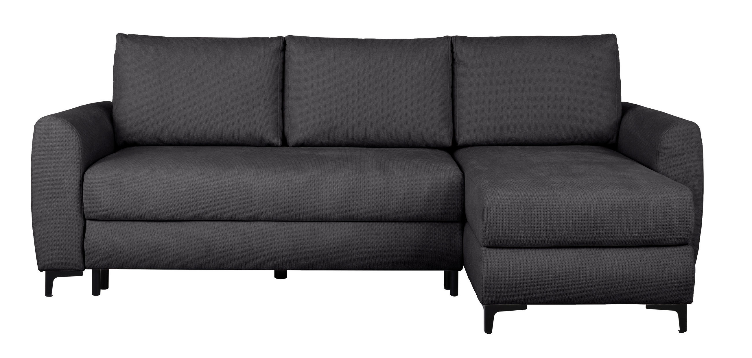 ECKSOFA Moli Schwarz Mikrofaser  - Schwarz, Design, Textil/Metall (236/148cm) - MID.YOU