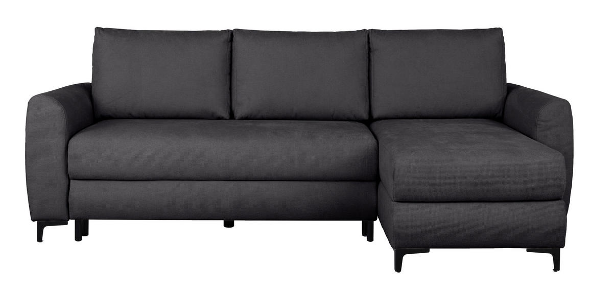 ECKSOFA Moli Schwarz Mikrofaser  - Schwarz, Design, Textil/Metall (236/148cm) - MID.YOU