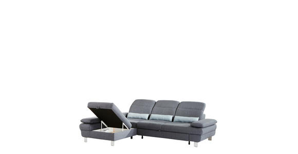 Wohnlandschaft inkl.Funktionen Grau, Hellblau Webstoff - Alufarben/Grau, KONVENTIONELL, Textil/Metall (216/286cm) - Cantus