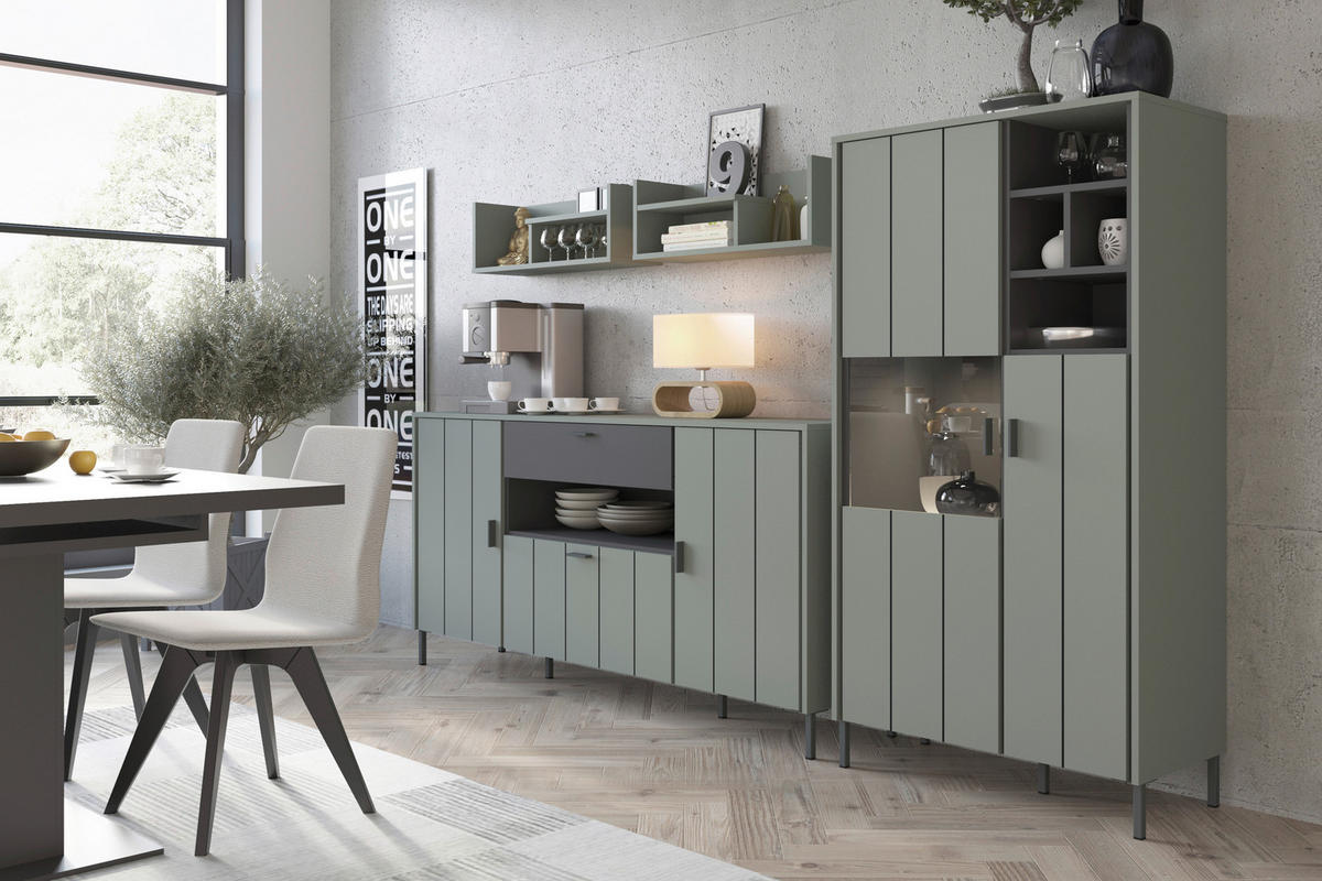 SIDEBOARD SHIRLEY  in 173,2/84,8/40 cm  - Schwarz/Grau, Design, Holzwerkstoff/Kunststoff (173,2/84,8/40cm) - Carryhome