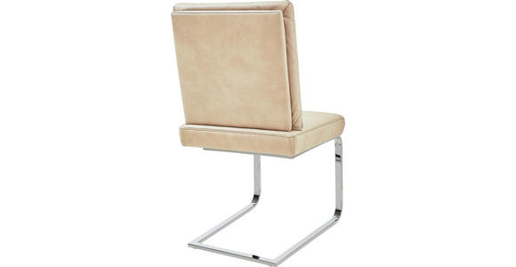 SCHWINGSTUHL  in Stahl Mikrofaser  - Chromfarben/Beige, Design, Textil/Metall (46/92/60cm) - Dieter Knoll