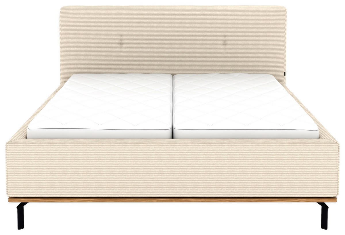 POLSTERBETT Matratze, Lattenrost, Bettkasten 180/200 cm  in Creme  - Creme/Graphitfarben, Design, Holz/Textil (180/200cm) - Musterring