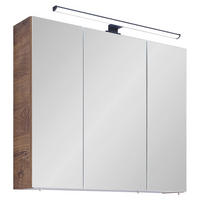 SPEGELSKÅP  - kromfärg/ekfärgad, Design, trämaterial/glas (75/70/20cm) - Xora