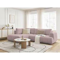 ECKSCHLAFSOFA FUJI Leinenoptik Rosa  inkl.  - Schwarz/Rosa, MODERN, Kunststoff/Textil (204/282cm)