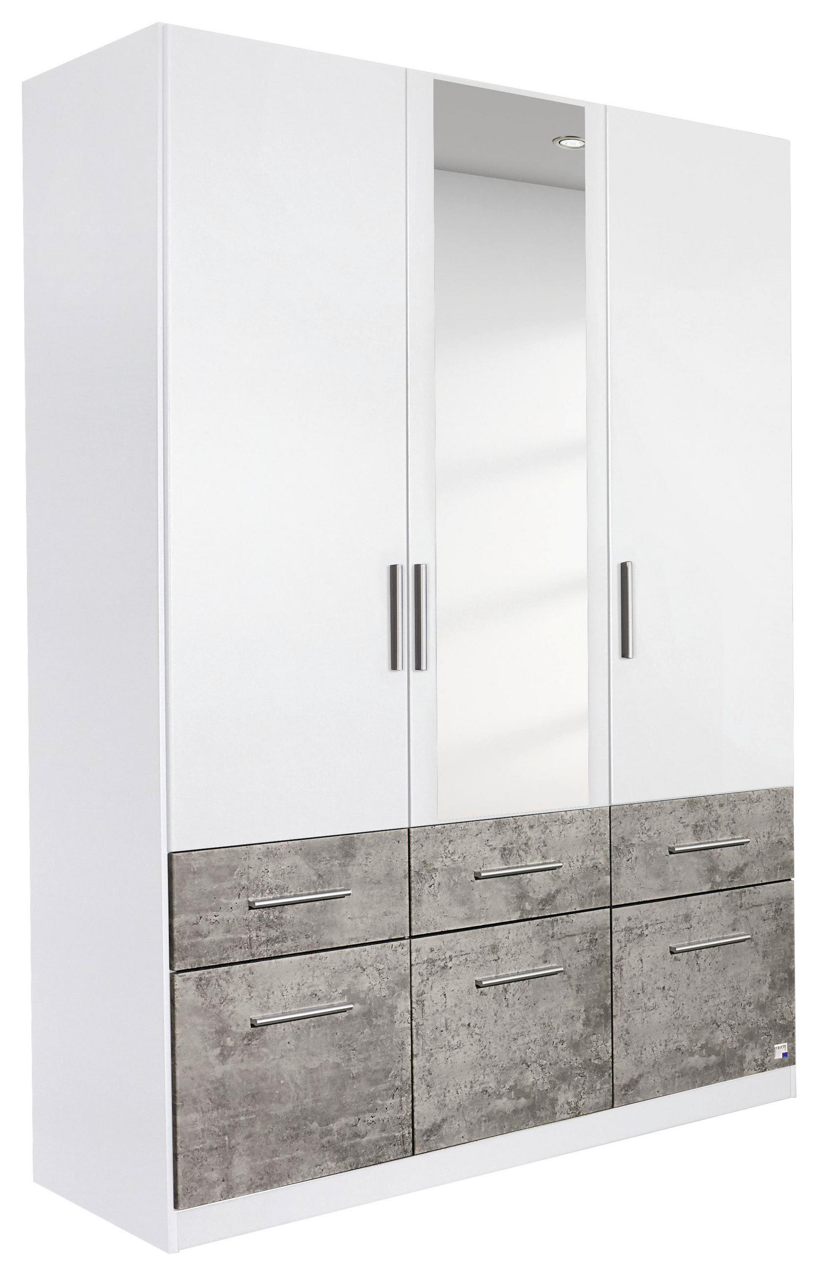 DREHTÜRENSCHRANK 3-türig Weiß, Grau  - Alufarben/Weiß, Basics, Holzwerkstoff/Kunststoff (136/197/54cm) - Xora