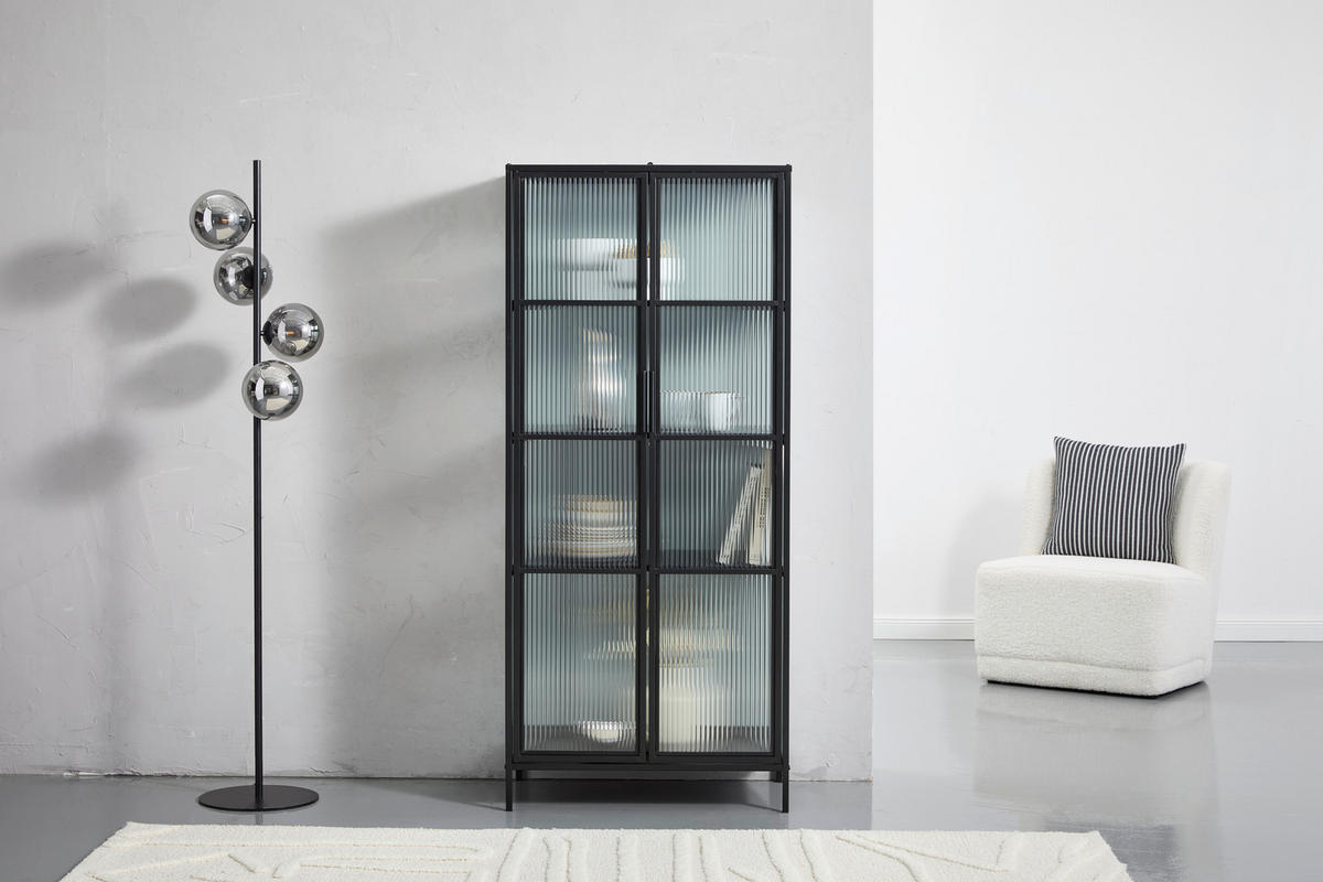VITRINE  in Schwarz  - Schwarz, Design, Glas/Metall (70/159/40cm) - MID.YOU