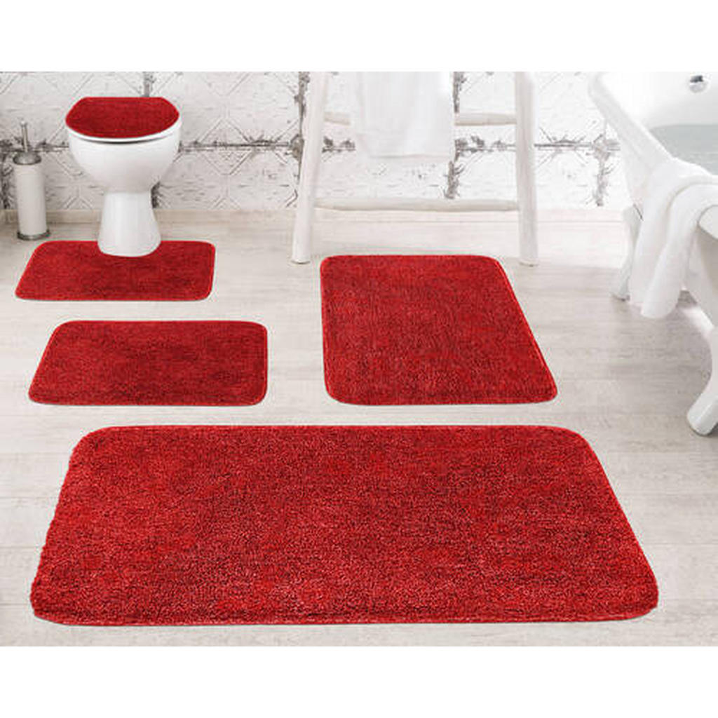 Thumbnail - Grund Wc-Vorleger Melange, Rot, Textil, Abstraktes, rechteckig, 50x60 cm, Oeko-Tex® Standard 100, Made in Europe, für Fu...