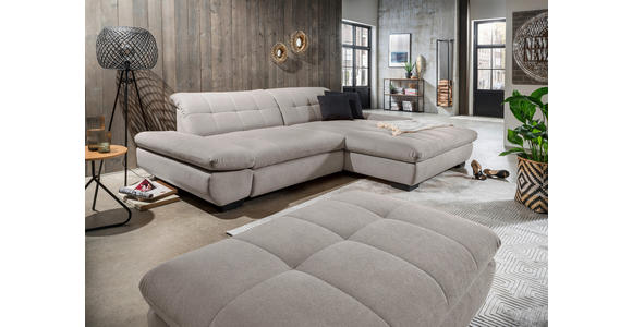 ECKSOFA  in Mikrofaser Hellgrau  290/198 cm  - Hellgrau/Schwarz, Design, Textil/Metall (290/198cm) - Xora