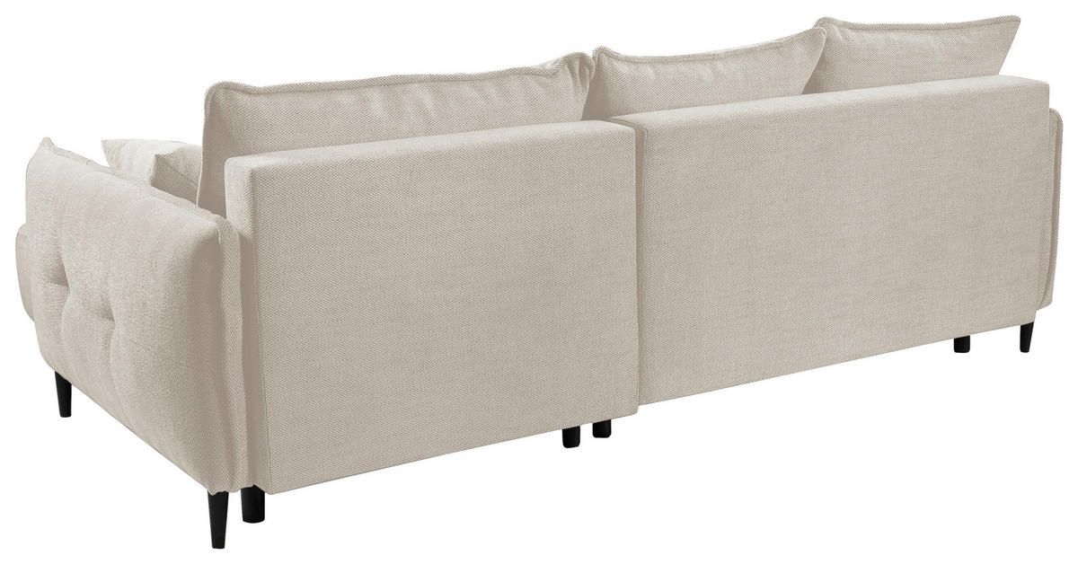 ECKSOFA in Struktur Creme  - Creme/Schwarz, Design, Holz/Textil (244/165cm) - MID.YOU