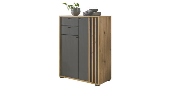 SCHUHSCHRANK 80/105/38 cm - Schwarz/Eiche Artisan, Design, Holzwerkstoff/Kunststoff (80/105/38cm) - Carryhome