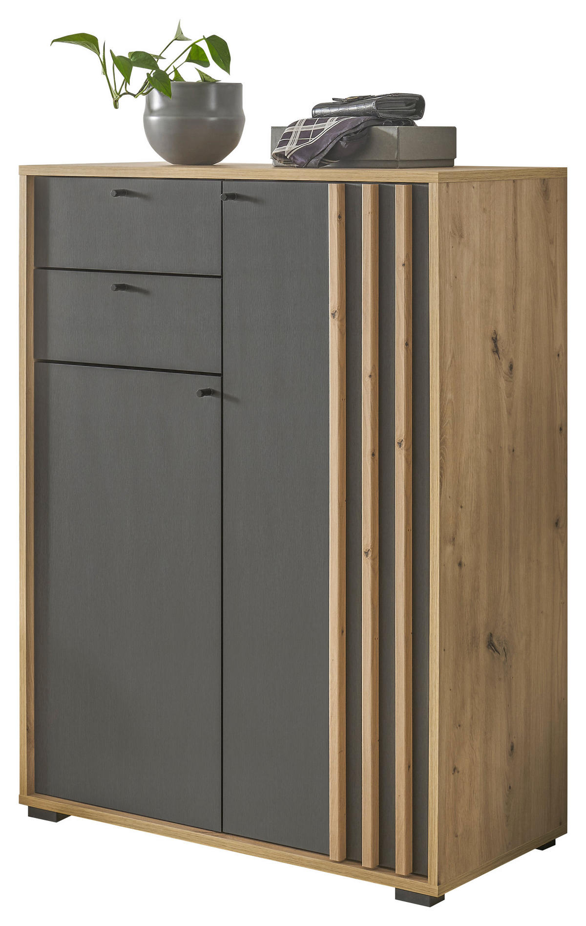 SCHUHSCHRANK 80/105/38 cm  - Schwarz/Eiche Artisan, Design, Holzwerkstoff/Kunststoff (80/105/38cm) - Carryhome