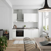 KÜCHENBLOCK Touch 210 cm  in Weiß, Schieferfarben  - Schieferfarben/Edelstahlfarben, MODERN, Holzwerkstoff/Metall (210cm) - Nobilia