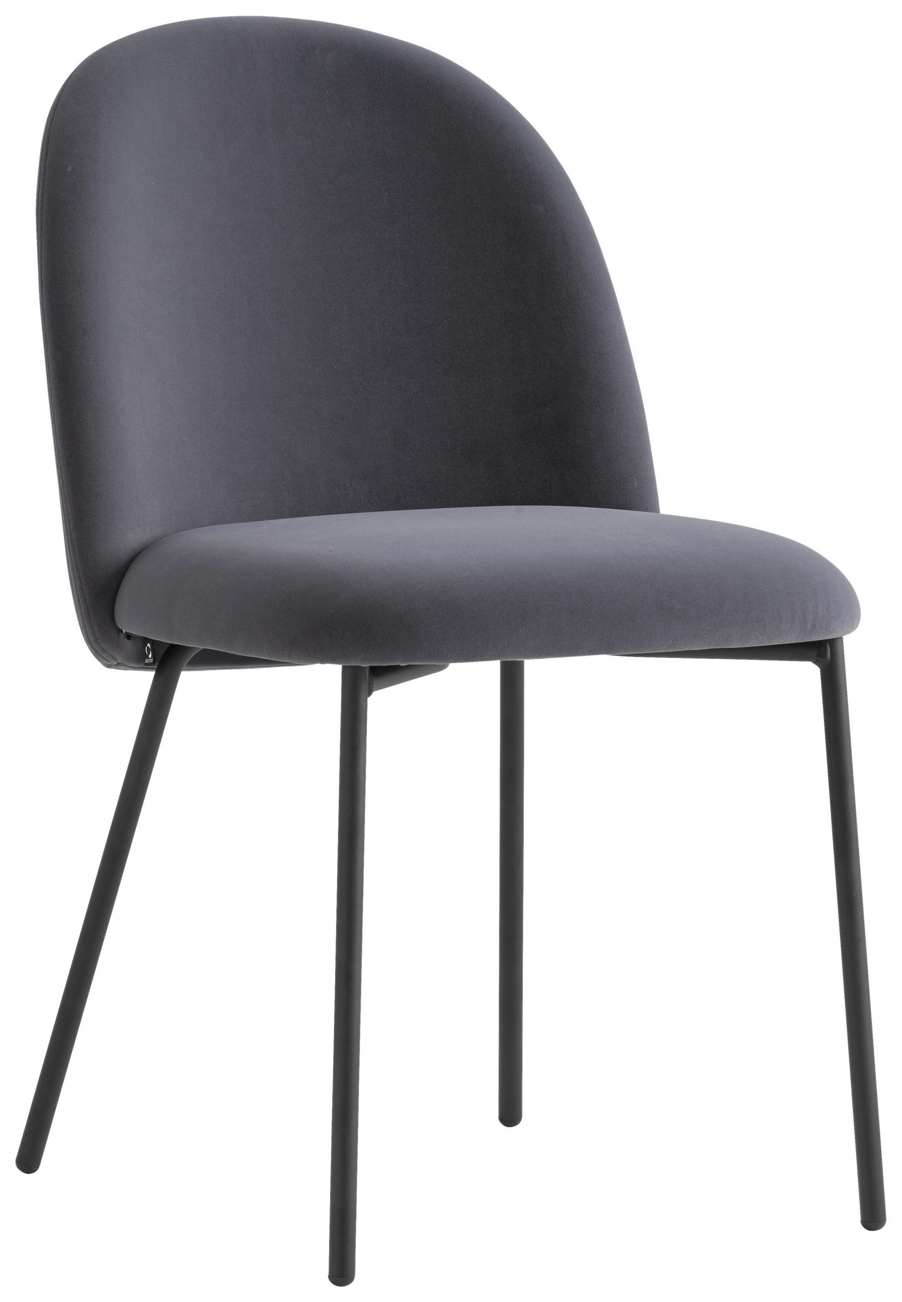 STUHL Samt Schwarz, Grau  - Schwarz/Grau, Design, Textil/Metall (46/81/57cm) - Connubia 