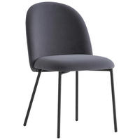 STUHL Samt Grau, Schwarz  - Schwarz/Grau, Design, Textil/Metall (46/81/57cm) - Connubia 