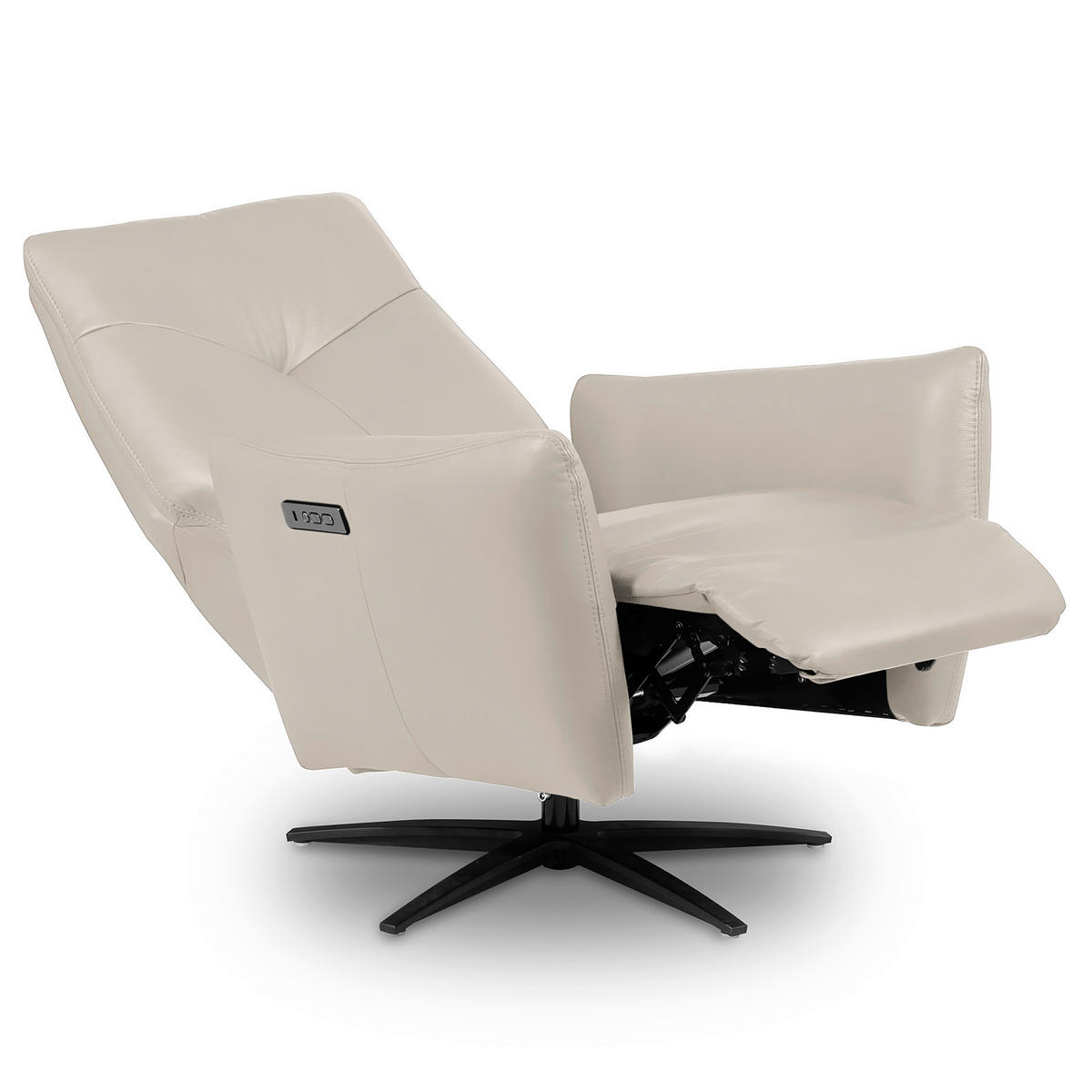 RELAXSESSEL Leder Hellgrau  - Hellgrau/Schwarz, Design, Leder/Metall (76/107/88cm) - Livetastic