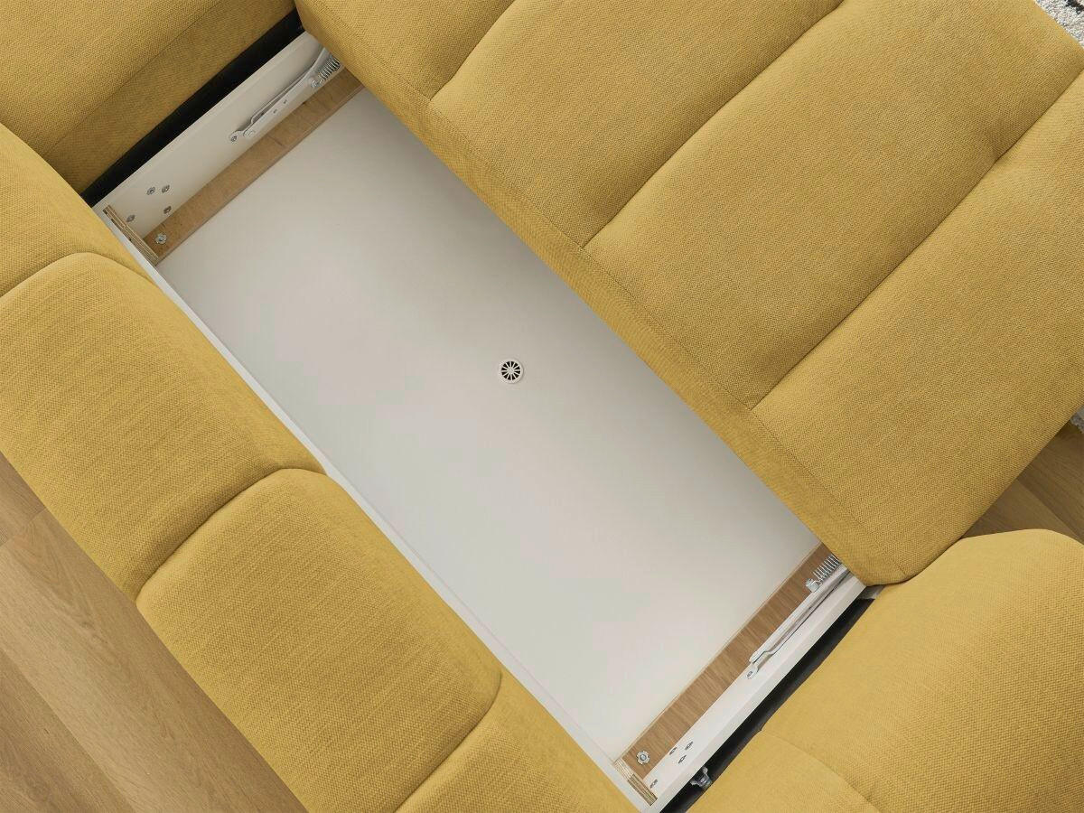 ECKSCHLAFSOFA FUJI Leinenoptik Gelb  inkl.  - Gelb/Schwarz, MODERN, Kunststoff/Textil (292/160cm)