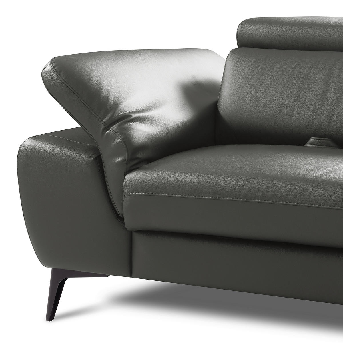 ECKSOFA  in Lederlook Echtleder Anthrazit  274/220 cm  - Anthrazit/Schwarz, Design, Leder/Textil (274/220cm) - Livetastic