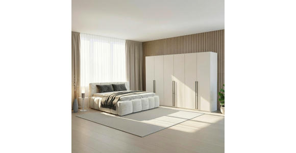 BOXBETT 180/200 cm,  in Beige, gepolstertes Kopfteil, Bettkasten, Topper, Matratzen, H3 + H3 = fest  - Beige/Schwarz, MODERN, Kunststoff/Textil (180/200cm) - Xora