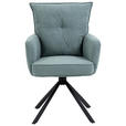 ARMLEHNSTUHL  Stoffauswahl, inklusive Armlehnen, Sitzfläche 180° drehbar Cord  - Schwarz/Hellblau, Design, Textil/Metall (60/95/67cm) - Novel